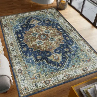 Jean Pierre New York Capri Machine Washable Dream Mink Printed Chenille Rugs In Blue
