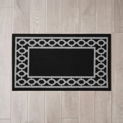 Jean Pierre New York Christine Border Machine Washable All Loop Tufted Rugs 1-piece In Black,twisted Grey