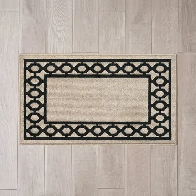 Jean Pierre New York Christine Border Machine Washable All Loop Tufted Rugs 1-piece In Natural Twist,black