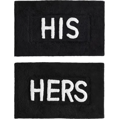 Jean Pierre New York His & Hers 2-piece Bath Mat Set In Black