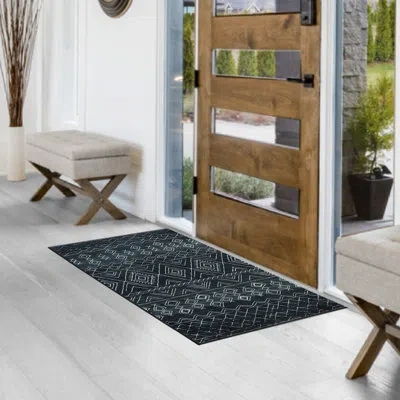 Jean Pierre New York Janae Machine Washable Dream Mink Printed Chenille Rugs In Black