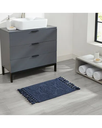 Jean Pierre New York Ricardo Cotton Fringe Bath Rug Set In Blue