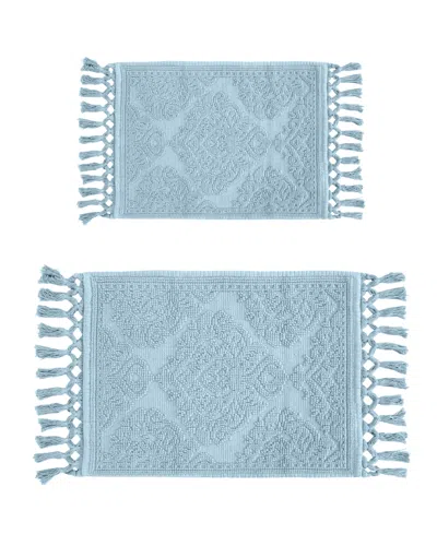 Jean Pierre New York Ricardo Fringe Cotton 2-piece Bath Rug Set In Blue