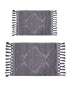 Jean Pierre New York Ricardo Fringe Cotton 2-piece Bath Rug Set In Dark Grey
