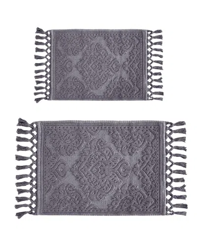 Jean Pierre New York Ricardo Fringe Cotton 2-piece Bath Rug Set In Dark Grey