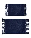 Jean Pierre New York Ricardo Fringe Cotton 2-piece Bath Rug Set In Indigo