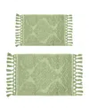 Jean Pierre New York Ricardo Fringe Cotton 2-piece Bath Rug Set In Sage