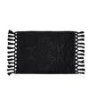 Jean Pierre New York Ricardo Fringe Cotton Bath Rug 17" X 31" In Black