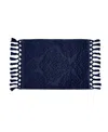 Jean Pierre New York Ricardo Fringe Cotton Bath Rug 21"x 41" In Indigo