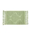 Jean Pierre New York Ricardo Fringe Cotton Bath Rug 17" X 31" In Sage