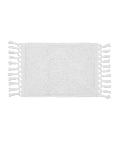 Jean Pierre New York Ricardo Fringe Cotton Bath Rug 17" X 31" In White