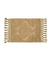 Jean Pierre New York Ricardo Fringe Cotton Bath Rug 27" X 52" In Beige