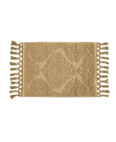 Jean Pierre New York Ricardo Fringe Cotton Bath Rug 27" X 52" In Beige