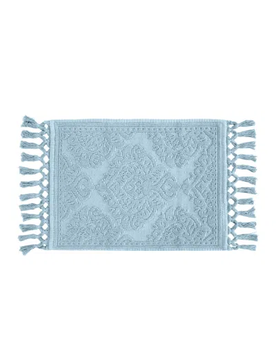 Jean Pierre New York Ricardo Fringe Cotton Bath Rug 21"x 41" In Blue