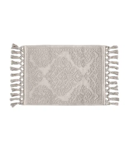 Jean Pierre New York Ricardo Fringe Cotton Bath Rug 21"x 41" In Neutral