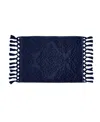 Jean Pierre New York Ricardo Fringe Cotton Bath Rug 27" X 52" In Indigo