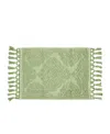 Jean Pierre New York Ricardo Fringe Cotton Bath Rug 17" X 31" In Sage