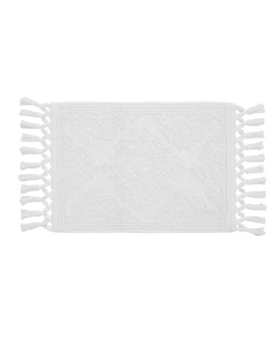Jean Pierre New York Ricardo Fringe Cotton Bath Rug 27" X 52" In White