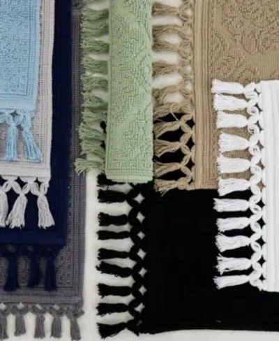 Jean Pierre New York Ricardo Fringe Cotton Bath Rugs In Dark Gray