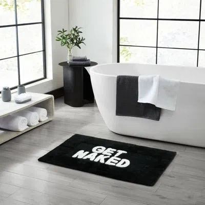 Jean Pierre Novelty Cotton Bath Rug 1-piece Cotton Blend Bath Rug With Skid Resistant Backing In Black