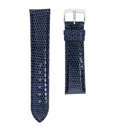 Jean Rousseau Classic 3.5 Leather Lizard-pattern Watch Strap (19mm) In Blue