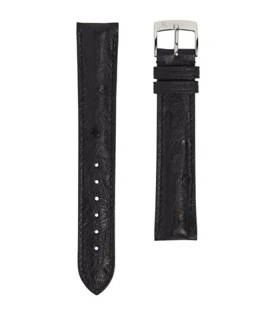 Jean Rousseau Classic 5.0 Ostrich Leather Watch Strap (18mm) In Black