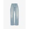 Jean Vintage Womens Light Blue Wash Structured-waist Straight-leg Mid-rise Upcycled Denim Jeans In Light Blue Wash