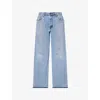 Jean Vintage Womens Python Wide-leg Denim Jeans Blue In Blue