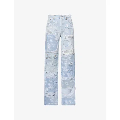Jean Vintage Womens Sample Deconstructed Denim Jeans Blue