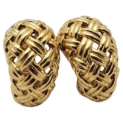 Pre-owned Jean Vitau 18k Yellow Gold Woven Lever Back Earrings