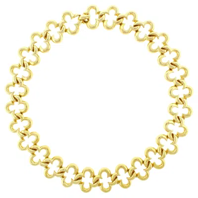 Pre-owned Jean Vitau Open Alhambra Gold Necklace In Multi