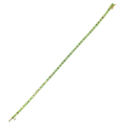 Pre-owned Jean Vitau Tsavorite 18k Yellow Gold Tennis Bracelet