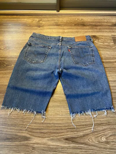 Pre-owned Jean X Levis Levi's Jean Shorts 514 Cut Off Frayed Bottom Hem Denim Jorts In Blue Jean