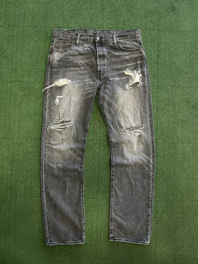 Pre-owned Jean X Levis Vintage Y2k Levi's 501 Distressed Faded Washed Denim Pants In Washed Gray