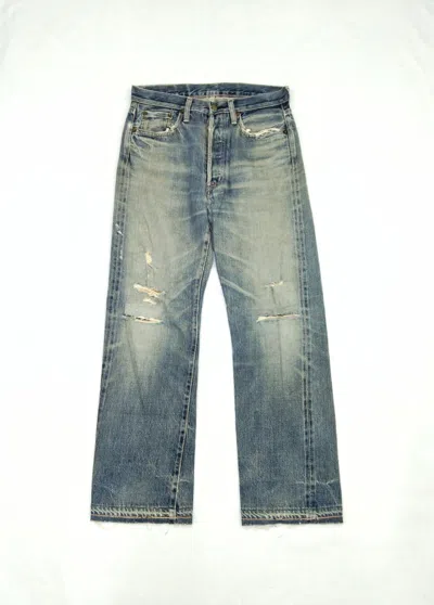 Pre-owned Jean X Vintage Distressed Omnigod Selvedge Redline Jeans 30x29 In Blue