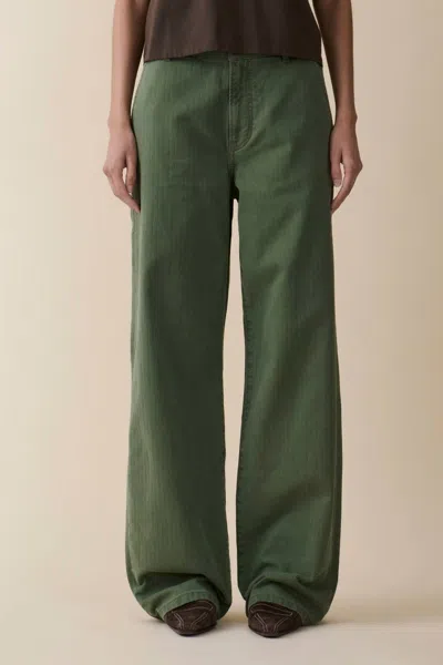 Jeanerica Belem Mid Rise Loose Fit Chinos In Chevron Green