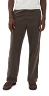 Jeanerica Genua Straight Loose Leg Chino Trousers Brown Herringbone In Brown