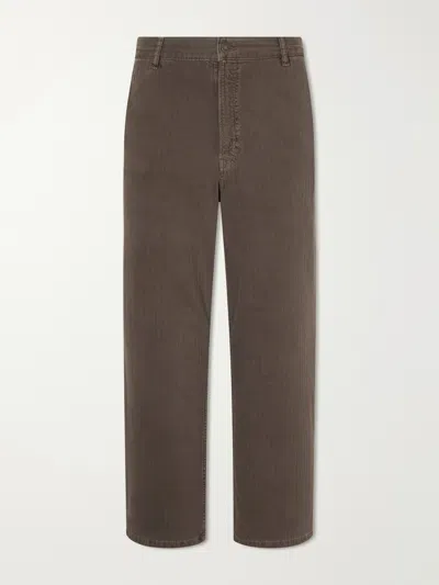 Jeanerica Genua Wide-leg Herringbone Cotton-blend Trousers In Brown