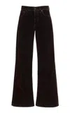 Jeanerica Kyoto Corduroy Low-rise Flared-leg Jeans In Black