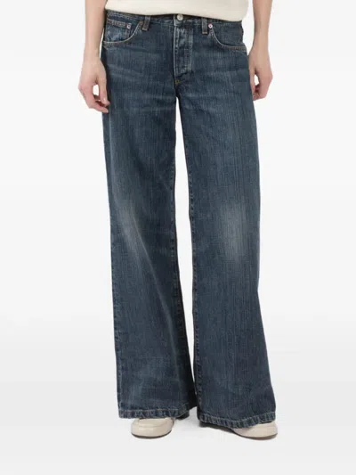Jeanerica Low-waist Flared-leg Jeans In Blue