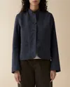 Jeanerica Peplum Cotton-blend Waxed Jacket In Blue