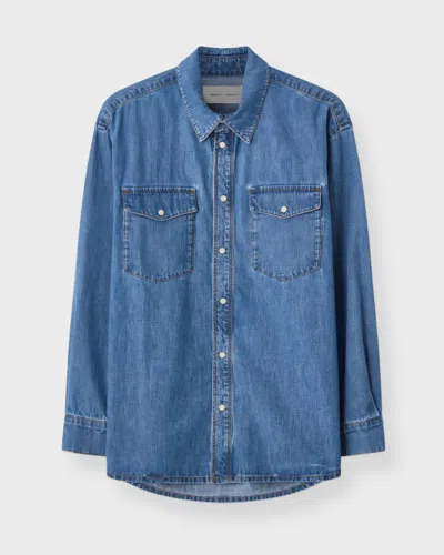 Jeanerica Angela Long Sleeve Denim Shirt In Light Blue Vintage