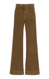 Jeanerica St Monica Corduroy High-rise Flared-leg Jeans In Brown