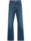 Jeanerica State Classict Straight Leg Jeans In Tom Mid Blue Wash In Blue