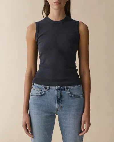 Jeanerica Vanessa Ribbed Tank Top In Blue