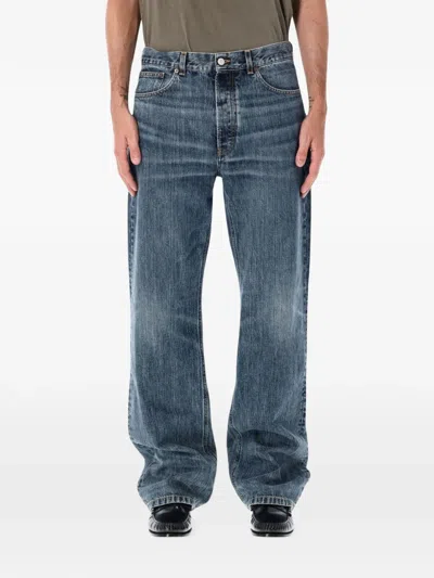 Jeanerica Vega Loose Straight-leg Organic Cotton Jeans With Button Fly In Med Blue