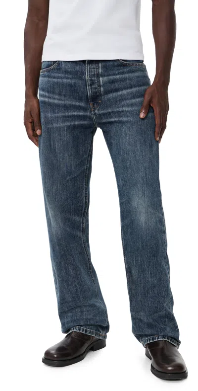 Jeanerica Vega Loose Straight Leg Jeans Dark Blue Righe