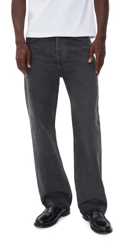 Jeanerica Vega Loose Straight Leg Jeans Gesso Black In Gray