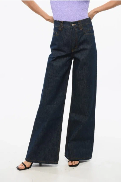 Jeanerica Visble Stitching Wide Leg Lili Jeans 31cm In Blue