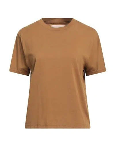 Jeanerica Woman T-shirt Camel Size S Organic Cotton In Beige